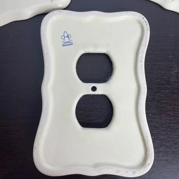 Lot VB Athena Vintage Porcelain Double Light Switch Cover Plate, Outlet, Single - Picture 5 of 7